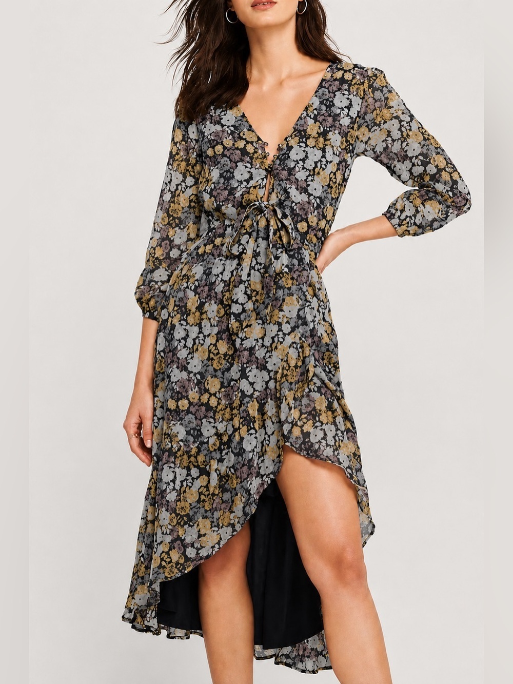 Abercrombie & Fitch floral high low midi dress, XS